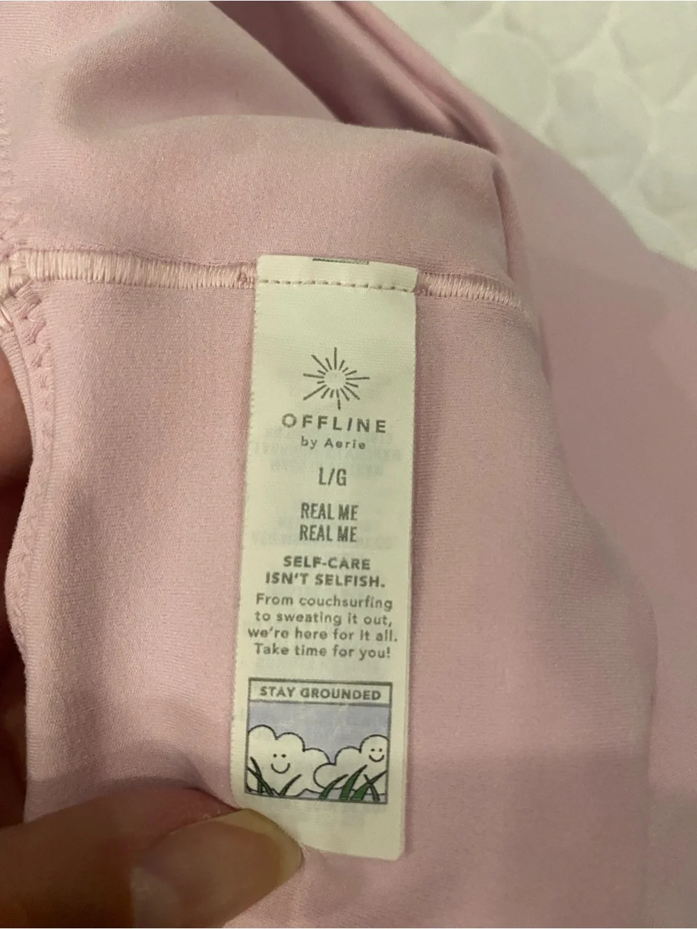 Aerie Offline Real Me Low Key Longline Sports Bra Pink Large